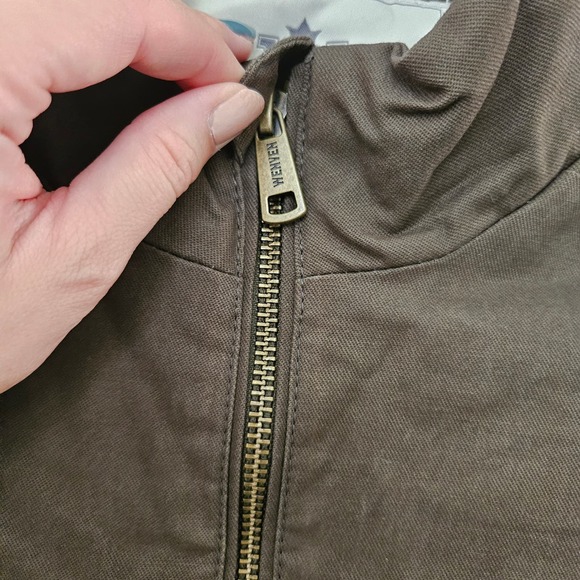 Wenven Men's Olive Green Zip Up Heavy Utility Jacket. Size S - Picture 4 of 10